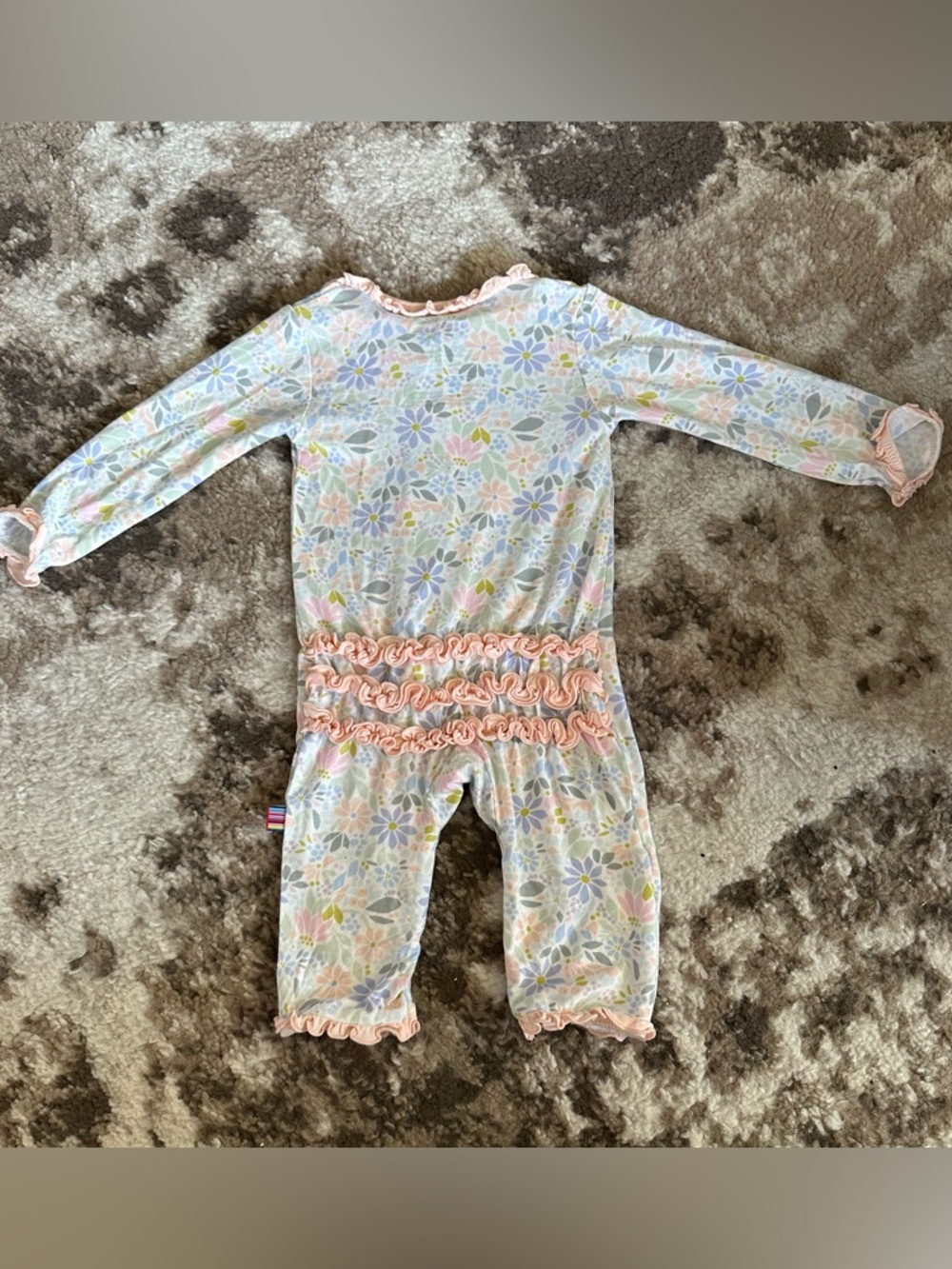 Magnetic Me Floral Ruffle One-Piece — Pink, Blue & Yellow